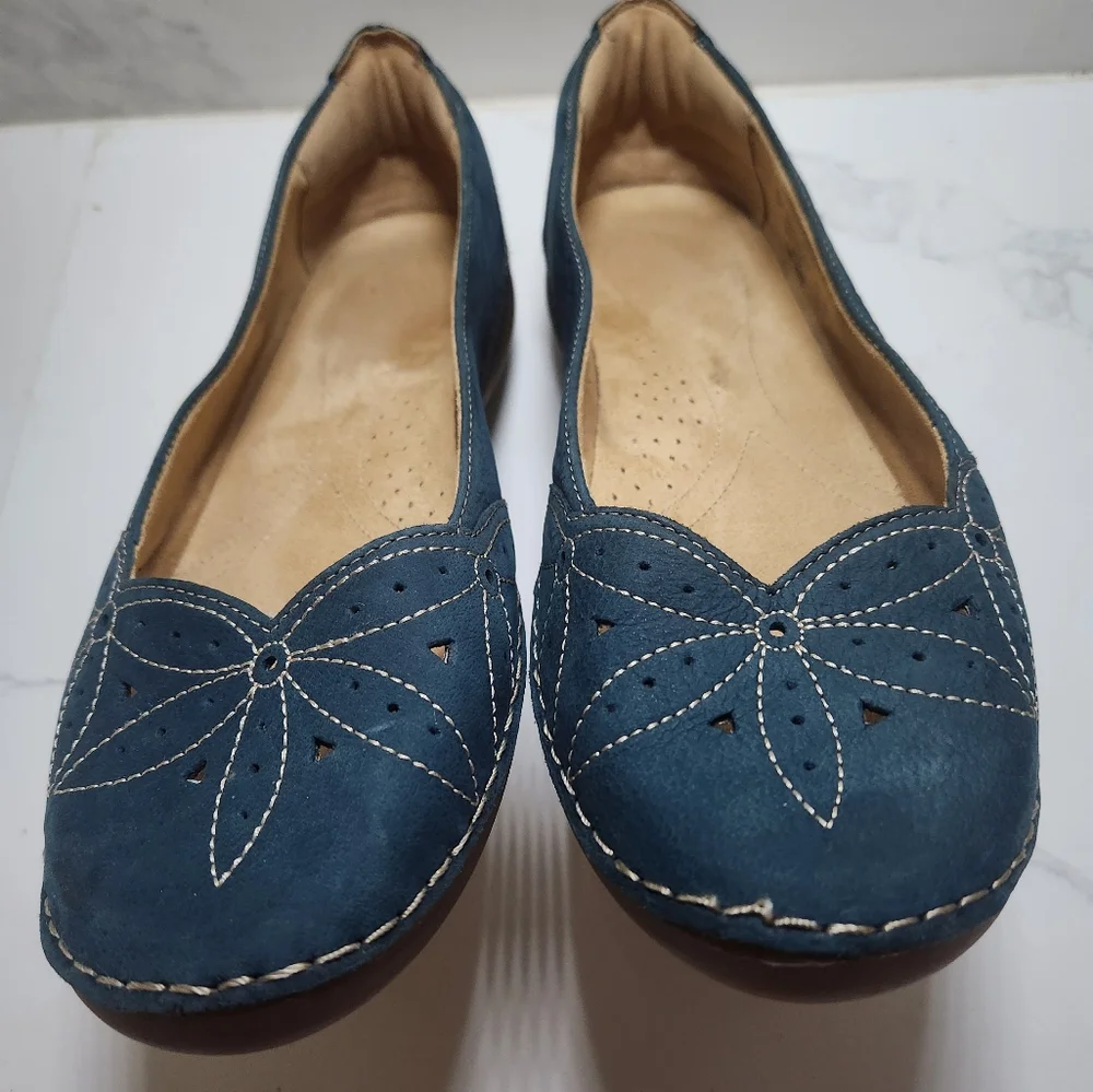 Naturalizer EUC Kipper Teal Blue Suede Size 12W Leather Loafer Flats Shoes - Picture 12 of 12